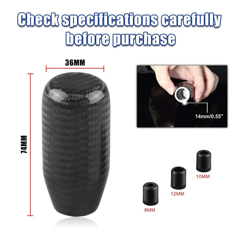 RYANSTAR RACING RYANSTAR Universal Gear Shift Style Knob,Car Modified Carbon Fiber Stand Head Manual Transmission Shift Lever Knob Head Wave Stick Shift Knob - Image 5